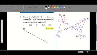 11 sınıf paralelkenar analitik düzlemde paralelkenar kögenlerinin kesişim noktası kordinatları [upl. by Nauwtna]