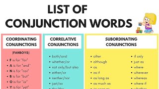 Conjunction Words A Complete List of Conjunctions in English [upl. by Harleigh766]