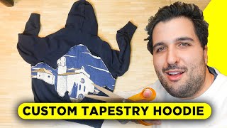 HOW TO MAKE A CUSTOM TAPESTRY HOODIE DIY Defective Garment [upl. by Bierman]