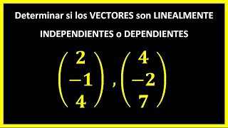 CÓMO saber si los VECTORES son linealmente INDEPENDIENTES o dependientes [upl. by Bennink]