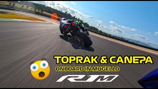 Toprak Razgatlıoğlu amp Canepa onboard in Mugello with the R1M [upl. by Ecnerewal525]