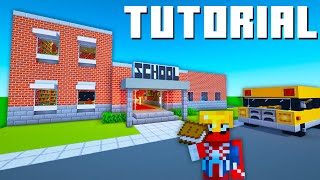 Minecraft Tutorial How To Make An Elementary School With Full Interior And School Bus [upl. by Amora872]