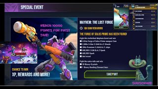 Transformers Earth Wars Mayhems Ultimate Challenge Reaching 10092 Points in The Lost Forge Game [upl. by Sukramaj]