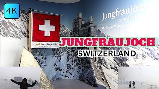 JUNGFRAUJOCH TOP OF EUROPE THE HIGHEST RAILWAY STATION IN EUROPE SWITZERLAND 4K [upl. by Kurland]