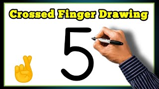 Finger🤞Crossed Drawing Simple  How to Draw Crossed Finger from 5  Hand Drawing Easy  Easy Drawing [upl. by Cila]