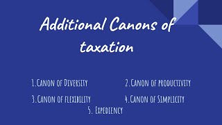 Additional canons of taxation  how a good taxing system should be shirras amp hicks Canons on taxing [upl. by Carena]