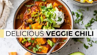 VEGAN CHILI RECIPE  how to make delicious vegetarian chili [upl. by Idette]