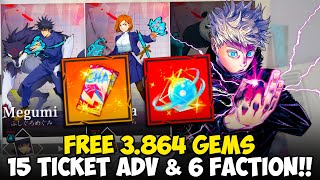 DAPAT 3864 GEMS 15 TICKET ADVANCED amp 6 TICKET FACTION REVIEW MEGUMI 8   JUJUTSU SORCERER [upl. by Lind684]