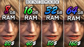 How much RAM do you need in 2023 8 GB vs 16GB vs 32 GB vs 64GB  Test in 10 Games  1440p [upl. by Aylad]