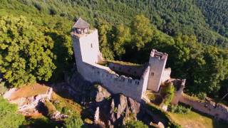 Bernstein château amp Falkenstein rocher Alsace  vues aériennes  Bebop 2 Parrot [upl. by Anihcak]