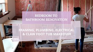 Bedroom to Bathroom Renovation  Framing Plumbing Electrical  Home Renovation  2020 [upl. by Sivart]