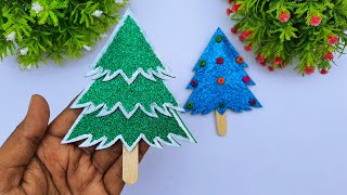 DIY Easy And Simple Christmas Snow Tree 🌲 Making Ideas  Foamiran Christmas Crafts  Xmas Ornaments [upl. by Ydnerb]