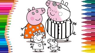 Peppa Wutz Familie Ausmalbilder Färbung  Kleine Hände Malbuch [upl. by Leisha322]