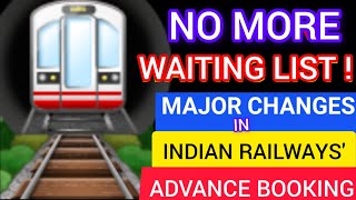 Indian Railways CHANGE RULES For ADVANCE TICKET BOOKING  No More WAITING LIST [upl. by Edrahs395]