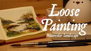 Loose watercolor painting  Landscape amp Van Gogh Pocket Box [upl. by Kursh836]