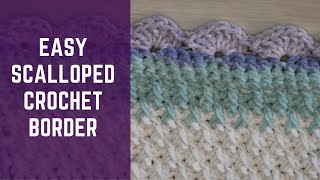 How To Crochet Scallop Baby Blanket Border  Easy Crochet [upl. by Liagibba]