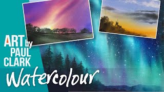 How to Paint Evening Skies Sunsets and the Northern Lights in Watercolour [upl. by Nadirehs]