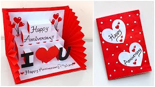 DIY Anniversary pop up card 2024  Anniversary greeting card for mom and dad  Anniversary card [upl. by Ketchum]