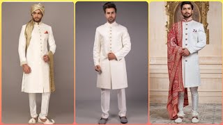 Top 10 Trendy And Stylish White Sherwani DesignsColor Combo  For Grooms [upl. by Koh]