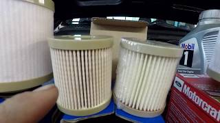 Ford 60 Powerstroke Fuel Filter Change and Comparision [upl. by Ebag237]