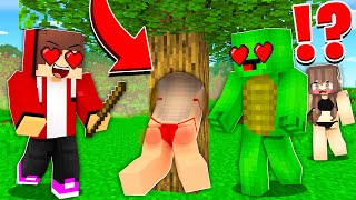 GIRL WOMAN is STUCK in TREE and ASK JJ and Mikey for HELP in Minecraft  Maizen Mizen Parody [upl. by Aehcsrop]