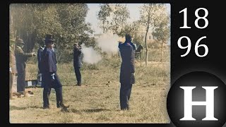 1896  France  Pistol duel between two men Colorized [upl. by Pollyanna]