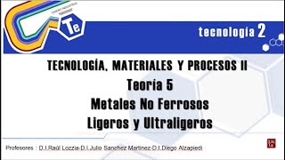 Teórico 5 Metales no ferrosos ligeros ultraligerosTecnología Materiales y Procesos 2DIUNLa [upl. by Salot322]