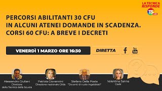 Percorsi abilitanti 30 Cfu in alcuni atenei domande in scadenza Corsi 60 Cfu a breve i decreti [upl. by Nishi]