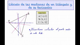 27  Cálculo de las medianas de un triángulo y de su Baricentro [upl. by Eanehs]