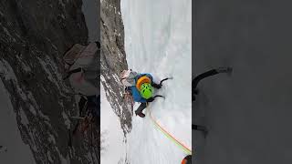 Ice Climbing on Hydrophobia 🥶 🤯 Snow Season Travels 🥾🧳 travel camp ice shorts omg [upl. by Myna]