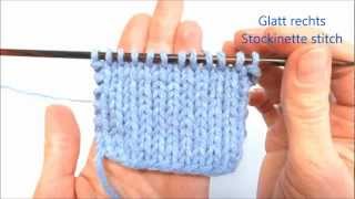 Glatt rechts und glatt links stricken  Stockinette Stitch  Stricken lernen  Learn how to knit [upl. by Aelaza]