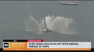 Fleet Week Fly Along Chopper 2 over Parade of Ships [upl. by Dearborn]