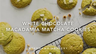 White Chocolate Matcha Macadamia Nut Cookies  Nekohama Bakery [upl. by Ajroj68]