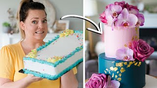 Turning a 20 Grocery Store Cake into a 500 Wedding Cake [upl. by Leonore971]