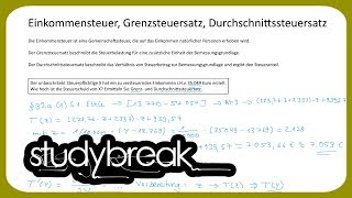 Einkommensteuer Grenzsteuersatz Durchschnittssteuersatz Mathematisch  Unternehmensbesteuerung [upl. by Housen937]