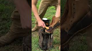 WaterProofing my Boots hobnailboots boots logger cabin lumberjack outdoors bushcraft oil [upl. by Nnaarual]