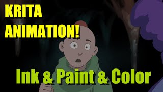 Krita Animation  ink n paint color background [upl. by Eolhc]