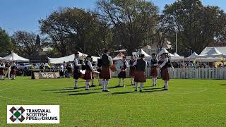 Transvaal Scottish Pipes amp Drums at Jeppe Highland Gathering 180524 [upl. by Suoirrad785]