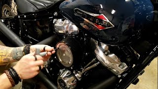 Installing Arlen Ness Stage 1 Big Sucker Softail Slim  extended version [upl. by Noiroc]