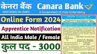 Canara Bank Recruitment 2024 Apprentice Notification Pdf 3000 Vacancy Apply Online Form [upl. by Mori971]