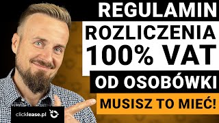 REGULAMIN ODLICZENIA 100 VAT od auta osobowego w firmie Błędy i wymagania Darmowe Pliki [upl. by Odnumyar]