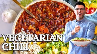 Easy Vegetarian Chili  21grams Protein per Serving [upl. by Webster111]