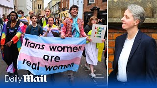 Trans activists protest Kathleen Stock speech at Oxford Union [upl. by Sill369]