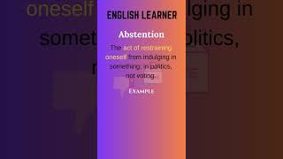 English Word  Abstention  Meaning With An Example englishwords english abstention [upl. by Shoshana]