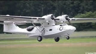 US Navy PBY5A Catalina Tailwind landing at airport BernBelp HD [upl. by Clotilda443]