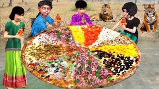 Giant Pizza Tomato Onion Mushroom Street Food School Picnic Hindi Kahani Hindi Moral Stories Comedy [upl. by Innor]