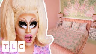 Trixie Mattel Is STUNNED By Pink Flamingo Room  Trixie Motel [upl. by Eilama]