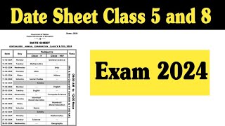 8th class date sheet 2024  5th class date sheet 2024  class 8 date sheet 2024  fazal academy [upl. by Rachaba]