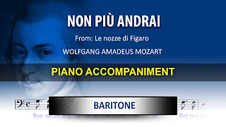 Non più andrai  Karaoke piano  Wolfgang Amadeus Mozart  Baritone [upl. by Chance]