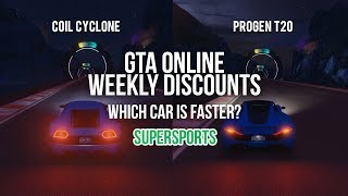 GTA Online  Progen T20 vs Coil Cyclone  Which Car is faster Supersports [upl. by Aicnom]